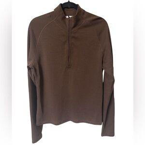 Ibex 1/4 Zip Merino Wool Brown Pullover Baselayer Womens XL